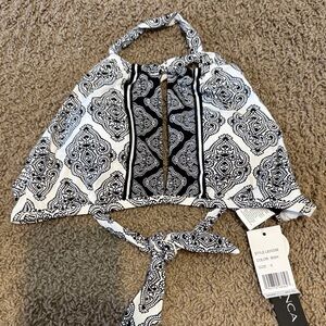 La Blanca Black & White Paisley Halter Bikini Top keyhole NWT size 6